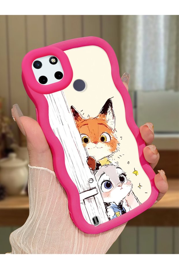 Realme C25Y Compatible Case Camera Protector Red Silicone Couple Phone Case Cartoon Pattern