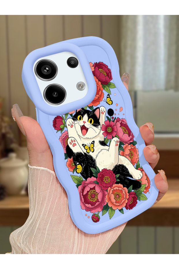 Redmi Note 13 Pro 5g Compatible Case Camera Protector Blue Silicone Couple Phone Case Cat Case