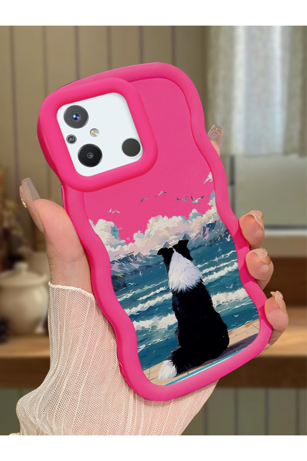 Poco C55 Compatible Case Camera Protector Red Silicone Lover Couple Phone Case Dog Pattern