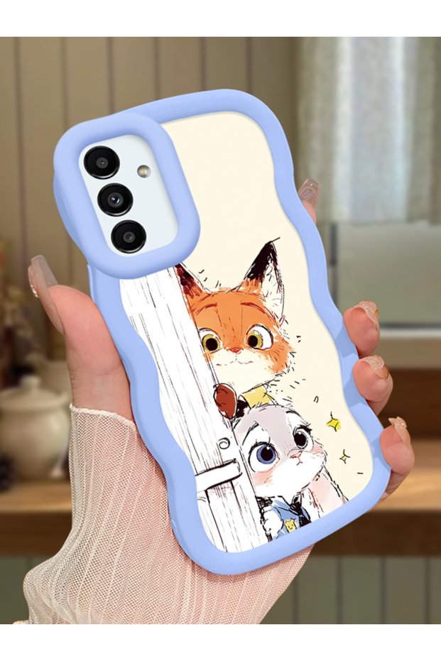 Samsung Galaxy A13 5g Compatible Case Camera Protective Blue Silicone Couple Phone Case Cartoon Pattern