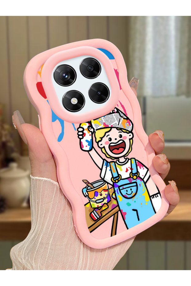 Redmi Note 14 Pro 4g Compatible Case Camera Protective Pink Silicone Couple Phone Case Cartoon Pattern