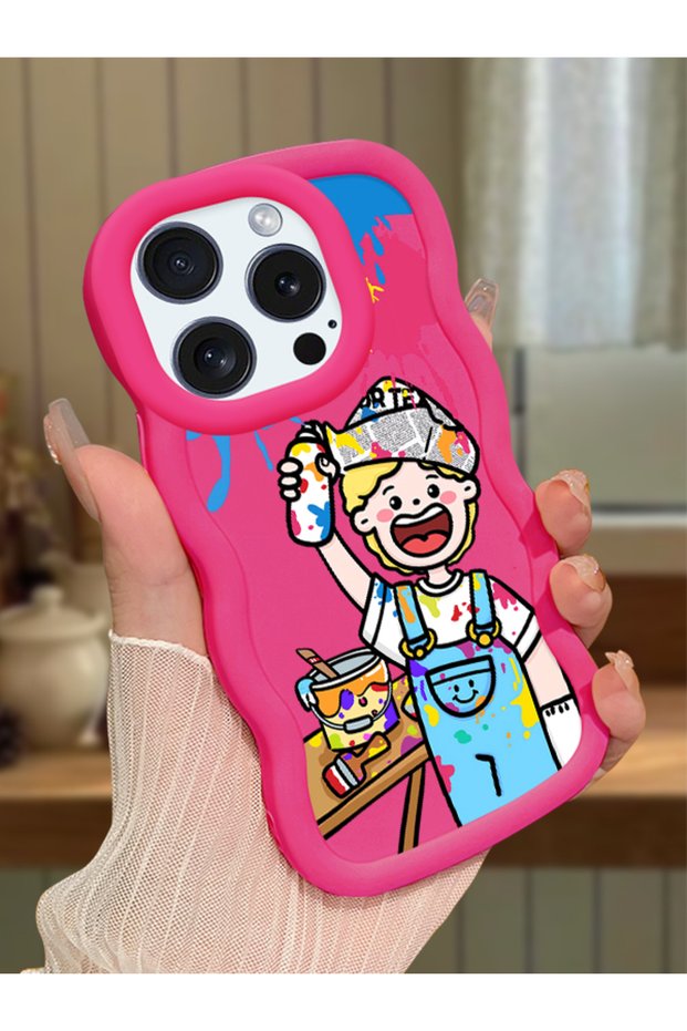 iPhone 12 Pro Compatible Case Camera Protector Red Silicone Lover Couple Phone Case Cartoon Pattern