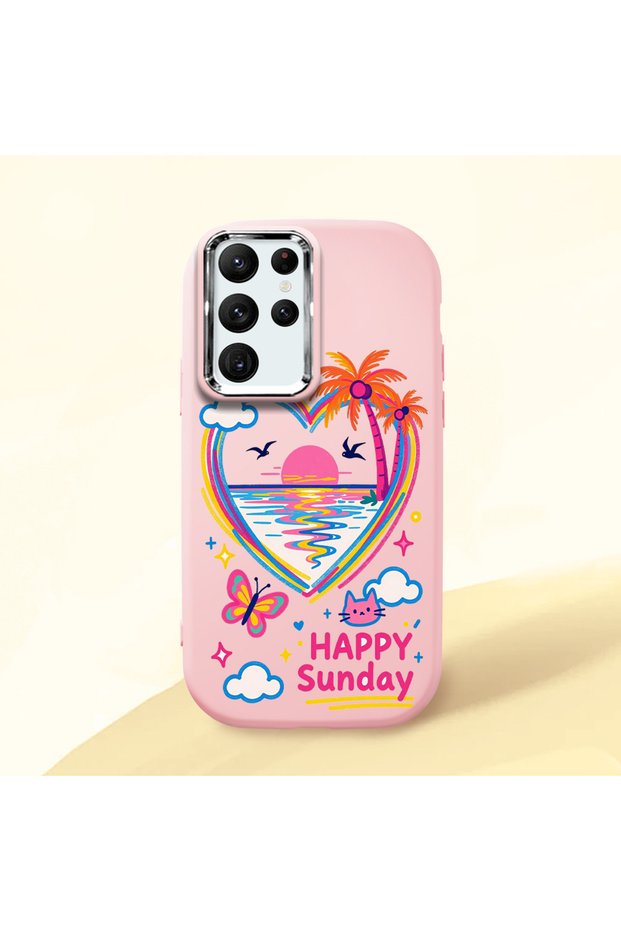 Samsung Galaxy S22 Ultra Compatible Case Camera Protective Pink Heart Pattern Silicone Lover Couple Phone Case