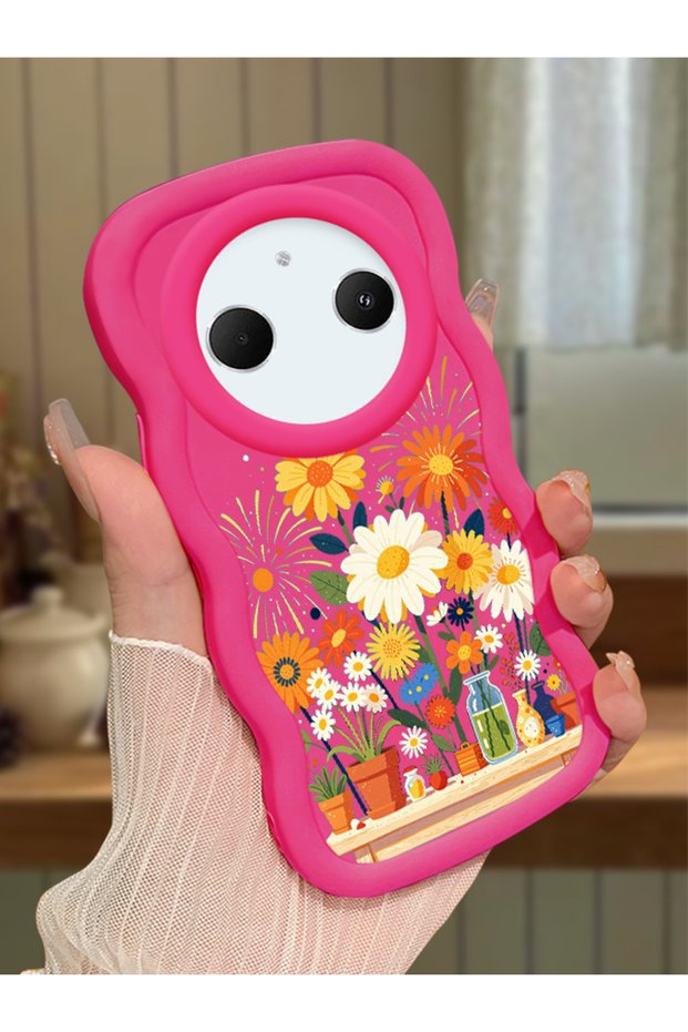 Redmi A3 Pro Compatible Case Camera Protector Red Silicone Lover Couple Phone Case Floral Case