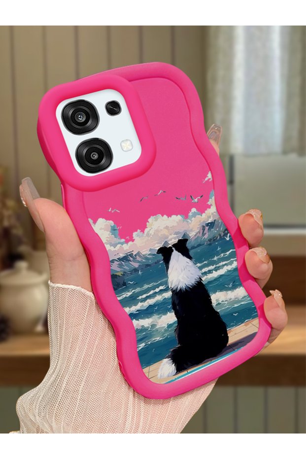 Oppo A6 Pro 5g Compatible Case Camera Protection Red Silicone Lover Couple Phone Case Dog Pattern