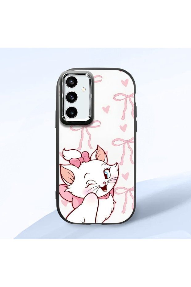 Samsung Galaxy S23 Fe Compatible Case Camera Protective Black Cartoon Patterned Silicone Lover Couple Phone Case
