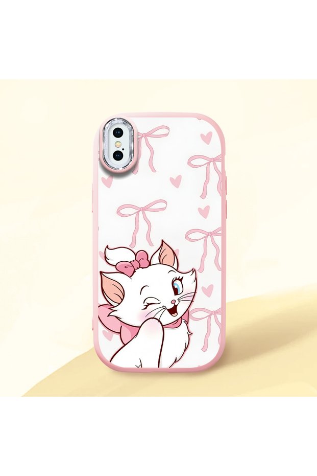 iPhone XS Max Compatible Case Camera Protector Pink Cartoon Pattern Silicone Lover Couple Phone Case