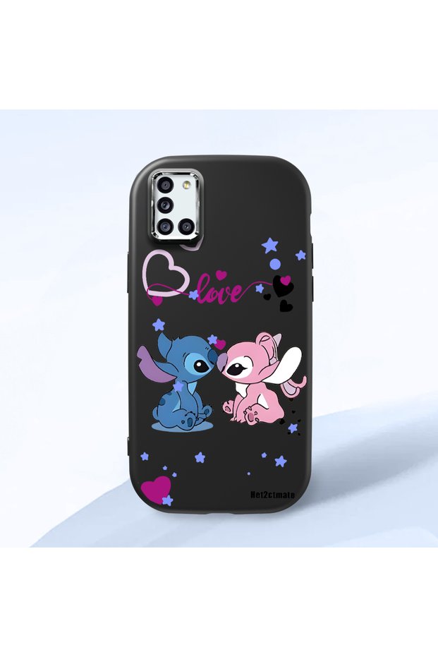 Samsung Galaxy A31 Compatible Case Camera Protective Black Stitch Patterned Silicone Beloved Couple Phone Case