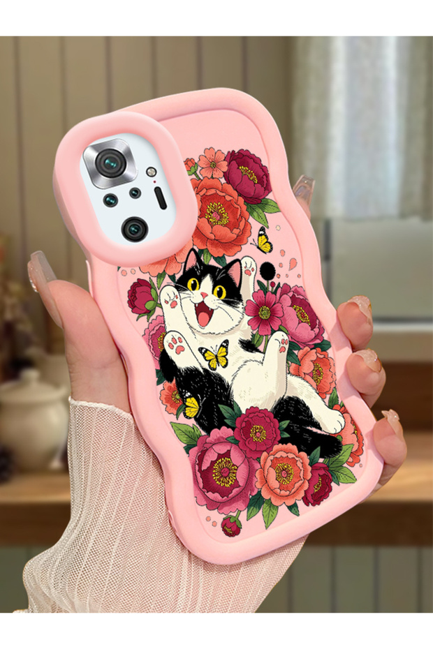 Redmi Note 10 Pro Compatible Case Camera Protector Pink Silicone Lover Couple Phone Case Cat Case