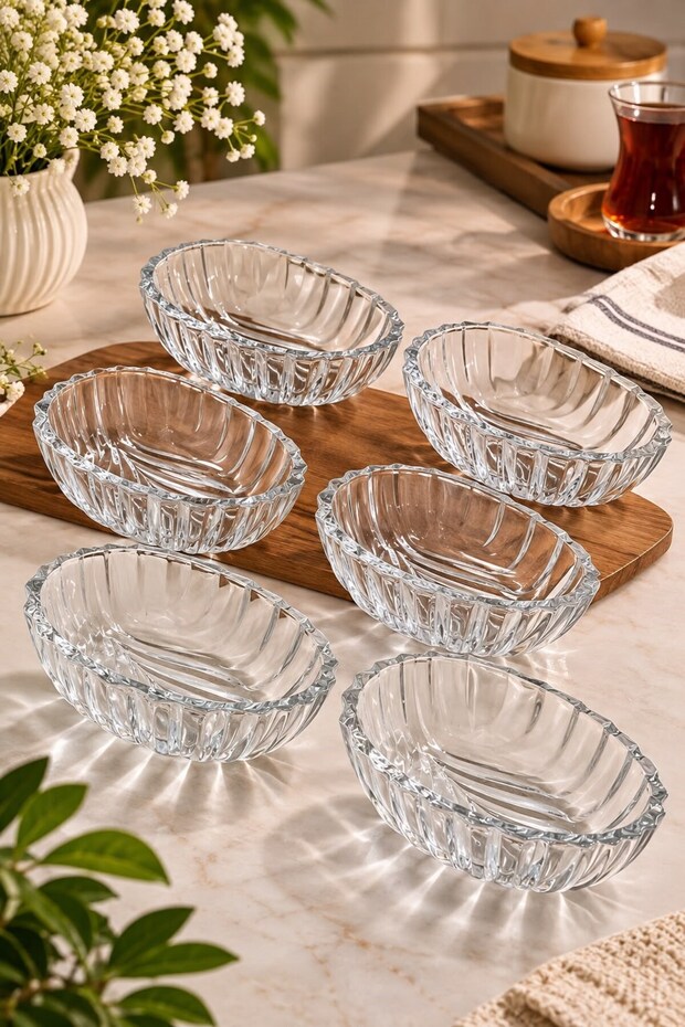 Oval Crystal Bowl Set of 6
