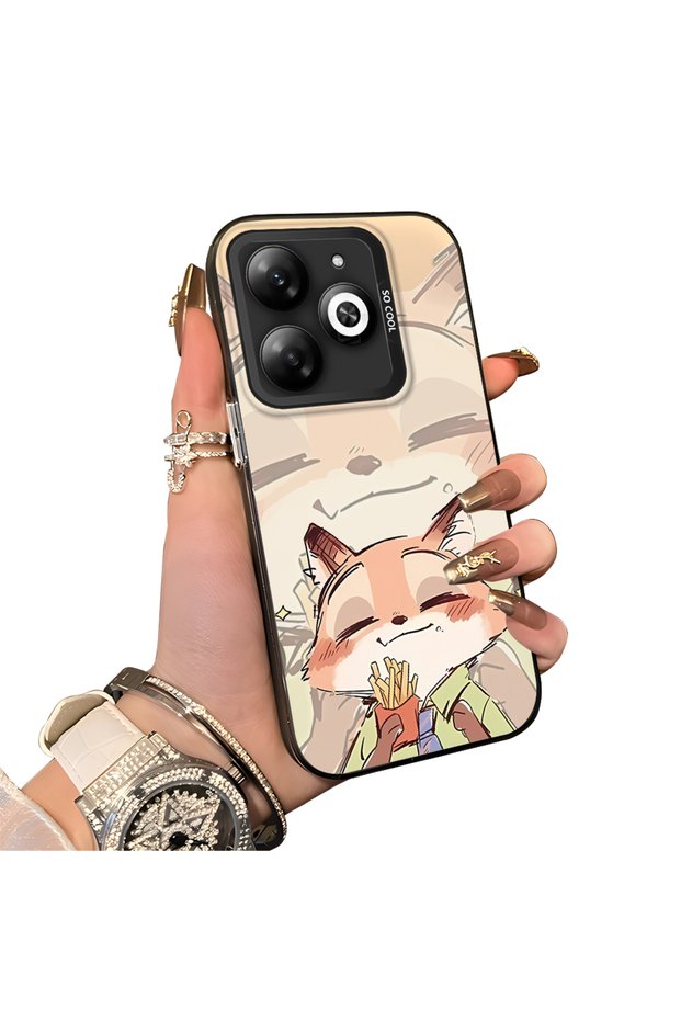 Infinix Smart 8/8 Pro/8 Plus Compatible Hard Acrylic Back Silicone Edge Lens Protection Double Case