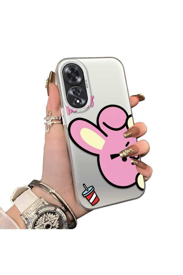 Oppo A60 Compatible Hard Acrylic Back Silicone Edge Lens Protection Double Case