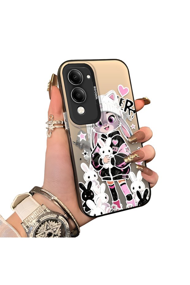 Vivo Y04 Compatible Hard Acrylic Back Silicone Edge Lens Protection Double Case