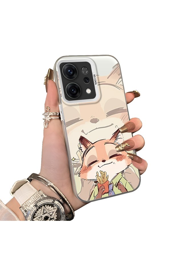 Oppo Reno 14/14F Compatible Hard Acrylic Back Silicone Edge Lens Protection Dual Case