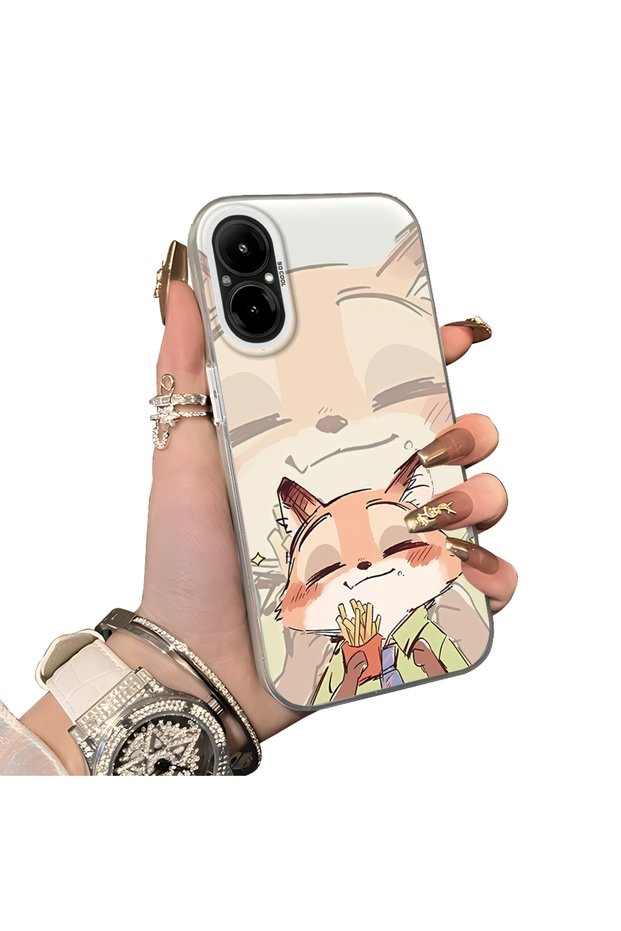 Realme C67 4g Compatible Hard Acrylic Back Silicone Edge Lens Protection Dual Case