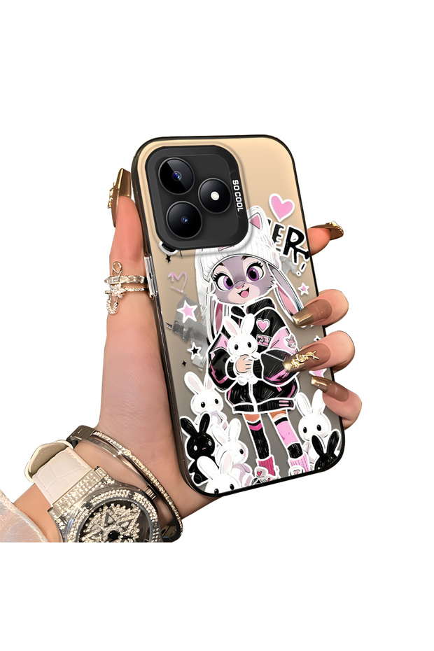 Realme C51/C53 Compatible Hard Acrylic Back Silicone Edge Lens Protection Double Case