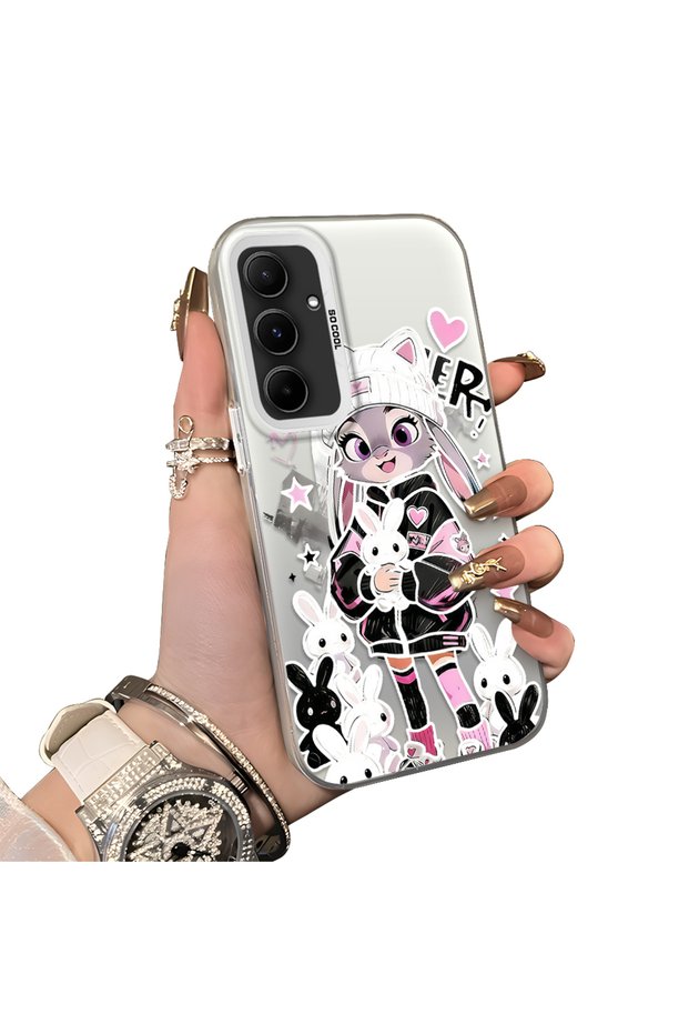 Samsung Galaxy A55 Compatible Hard Acrylic Back Silicone Edge Lens Protection Double Case