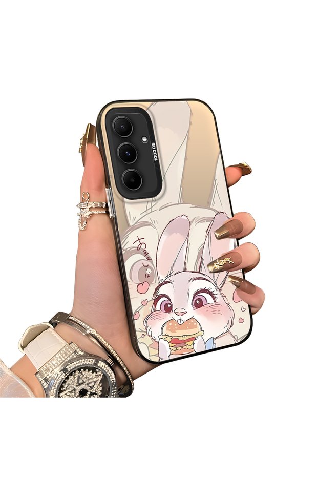 Samsung Galaxy A55 Compatible Hard Acrylic Back Silicone Edge Lens Protection Double Case