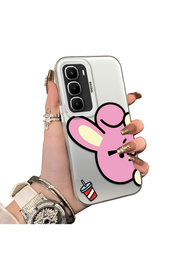 Infinix Hot 60 Pro Compatible Hard Acrylic Back Silicone Edge Lens Protection Double Case