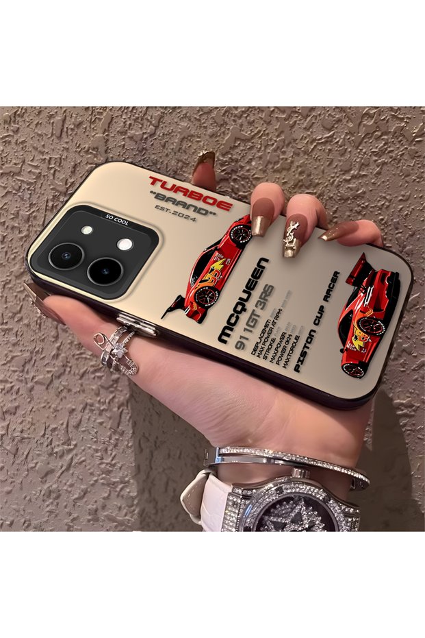 Vivo Y28 4g Compatible Daily Use Compatible Trend Racing Car Case, Protective Cover