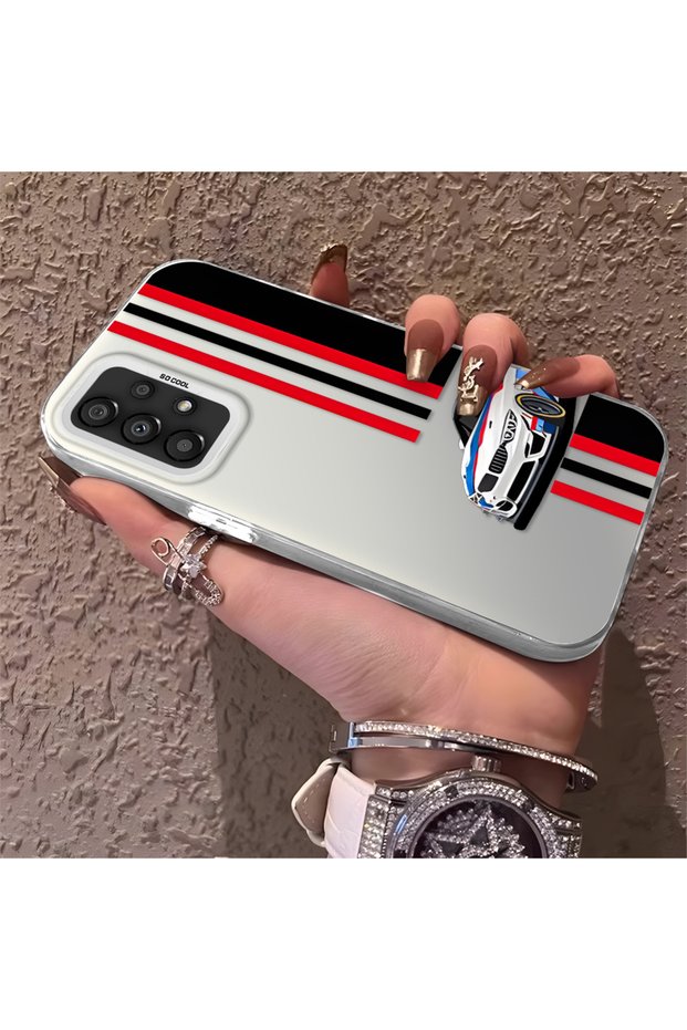 Samsung Galaxy A33 Compatible Racing Car Red Black Stripe Pattern Phone Case