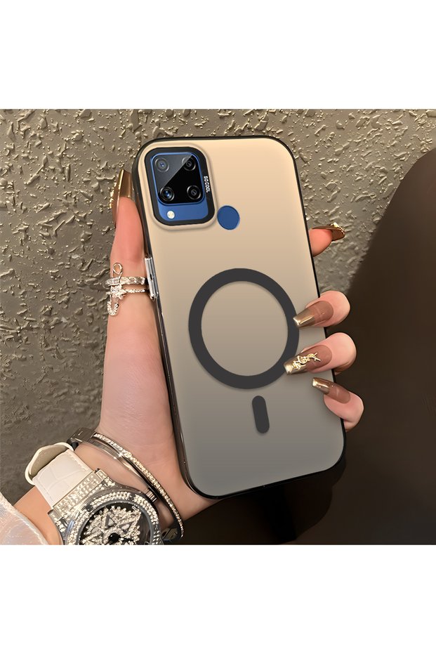 حافظة هاتف متوافقة مع Realme C15/C25/C25S، بتصميم حلقي أنيق وبسيط، لا تحتوي على مغناطيس