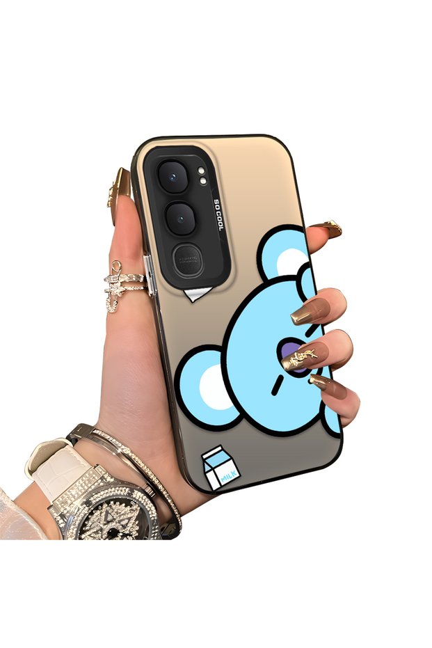 Vivo Y31/Y21D Compatible Hard Acrylic Back Silicone Edge Lens Protection Double Case