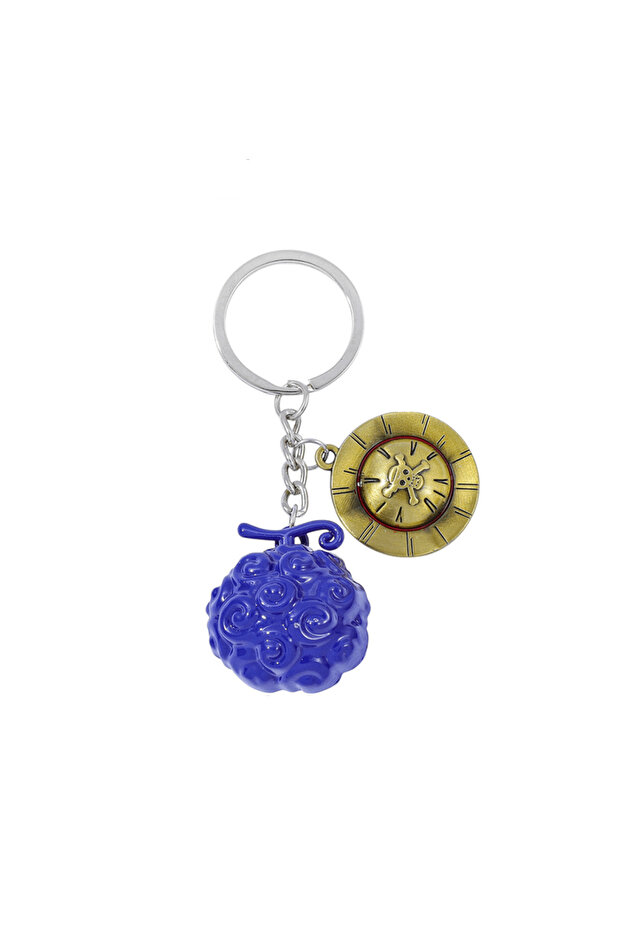 Bandai KC1998 One Piece Metal Keychain Anime Luffy Ace Law Devil Fruit Keyring Creative Pendant Car