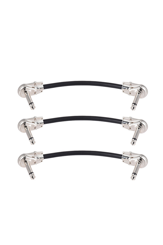 15cm 3PCS Miwayer 15cm/ 6in Guitar Effect Pedal Instrument Patch Cable 1/4" Silver Right-angle Plug