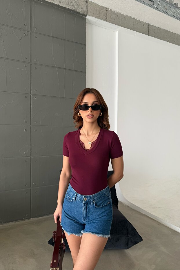 V-Neck Lace Blouse