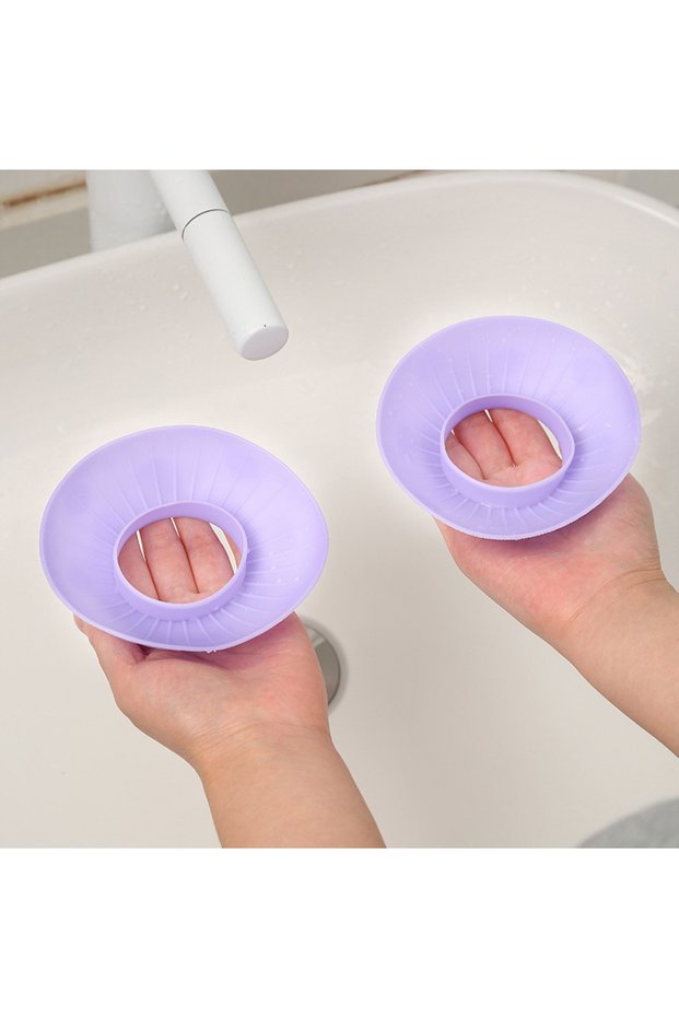 Purple 2pcs Silicone Waterproof Face Wash Wristbands Splash-Proof Adult Sleeves for Household and Ha
