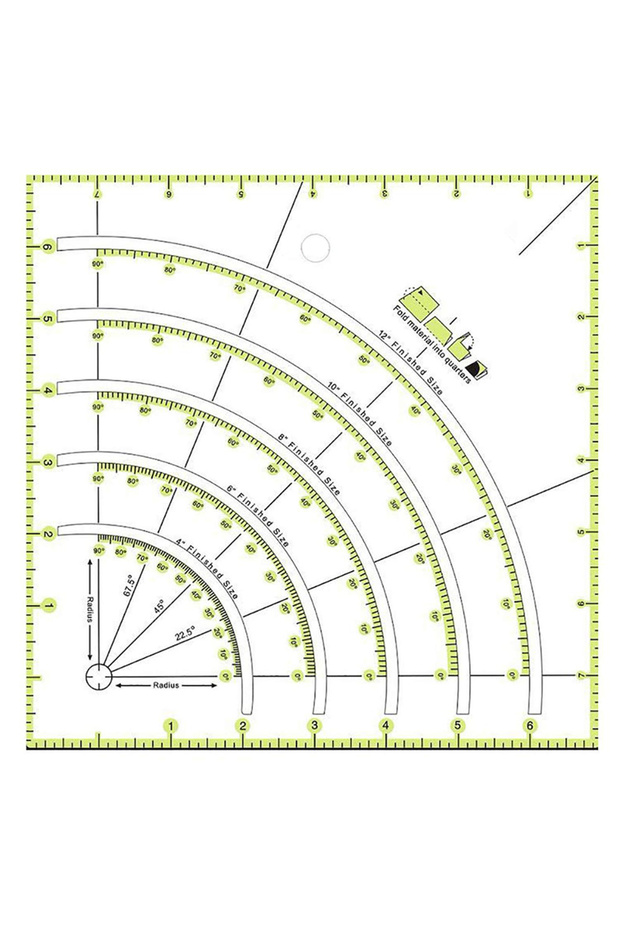 1 PCS Ruler 8x8" Acrylic Sewing Quilting Ruler Multifunctional Fans Quilt Patchwork Ruler Sewing Tem