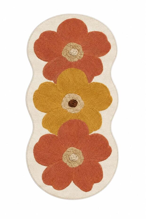 Eta Flower Themed Patterned Modern Woven Base Decorative Carpet Eta4126