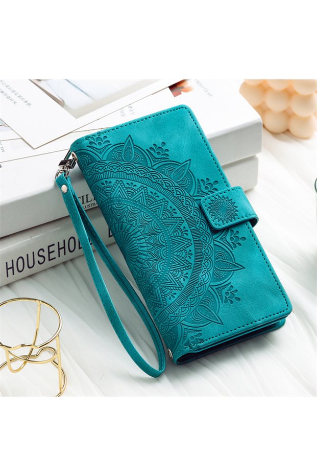 Redmi Note 13 Pro 5G Case & Strap green Embossing LLeather Wallet Case For Xiaomi Redmi Note 15 14 P