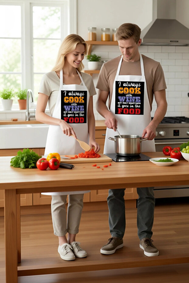 Unisex Kitchen Chef Apron Wine Printed Humor Design Comfortable Cut Daily Use Modern Stylish Elegant