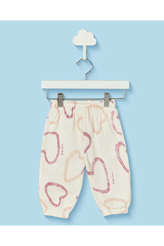 Infant Girls Off White Heart All Over Print Joggers