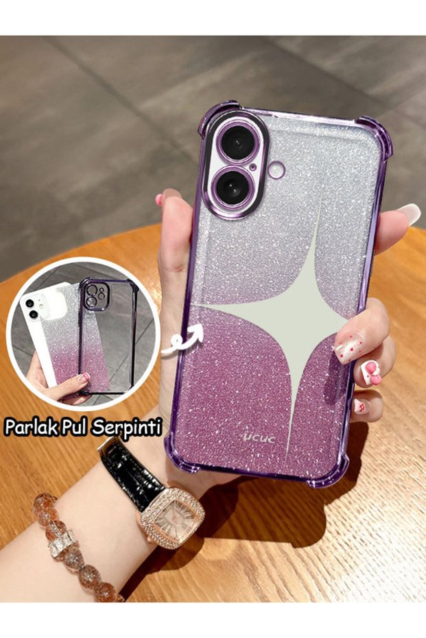 iPhone 16 Compatible Transparent Four-Corner Silicone Coated Glossy Edge Case