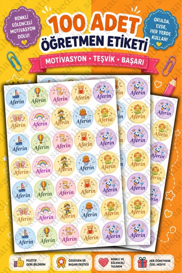 100 Pieces of School Labels for Teachers | Homework Check | Meat | Motivational Sticker Set