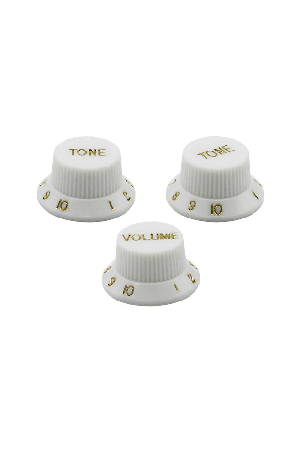 White 2T1V FLEOR 3PCS Plastic ST Guitar Knobs 2T1V Volume Tone Control Knobs Top Hat Caps Buttons El