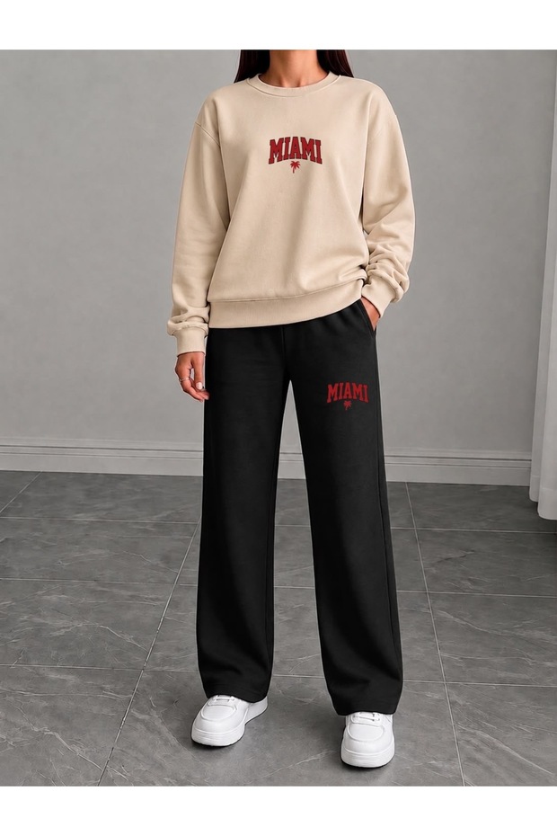Miami Printed Women's Tube-Collar Bottom/Top Sweat Suit