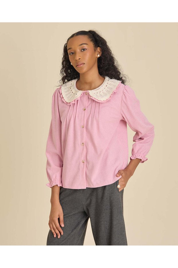 Senior Girls Pink Peter Pan Collar Blouse