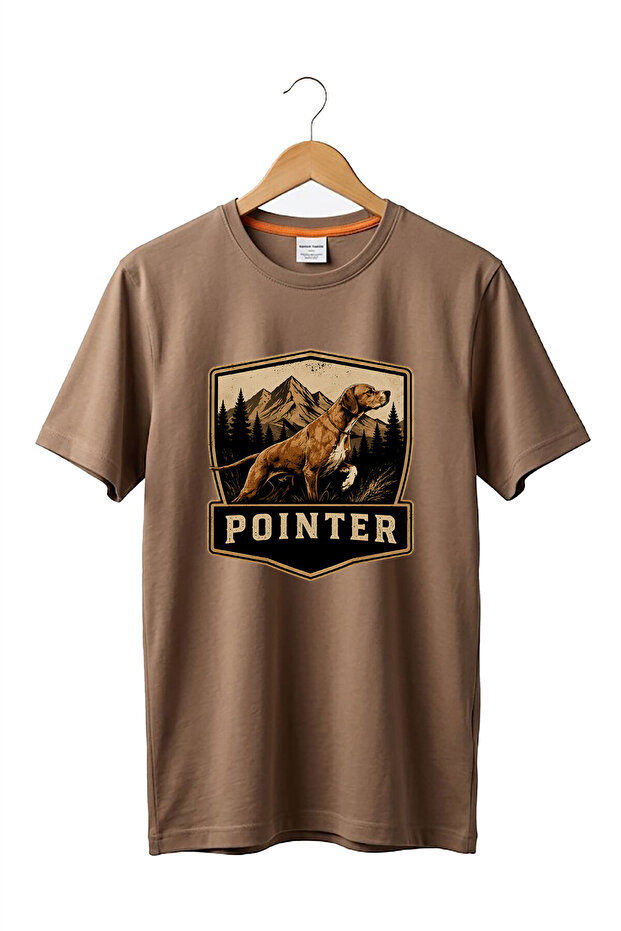 تي شيرت أساسي برقبة دائرية مطبوع عليه Hunting Hunting Pointer Hunter Dog مصنوع من القطن بنسبة 100%