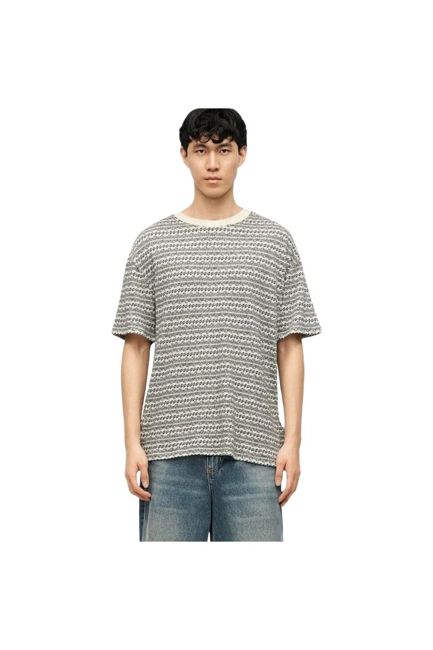 Men's White Okano Jacquard Tshirt Eqykt04412-Weg2