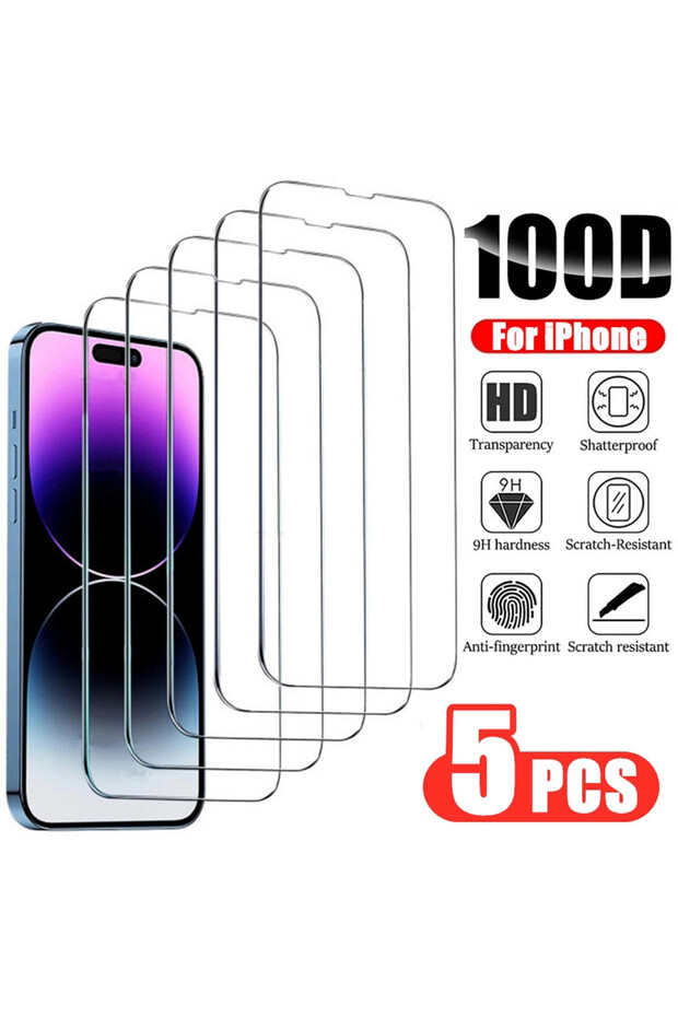3 قطع لهاتف iPhone 15 Pro Max 3/5 قطع واقي شاشة زجاجي لهاتف IPhone 12 11 13 14 15 16 Pro