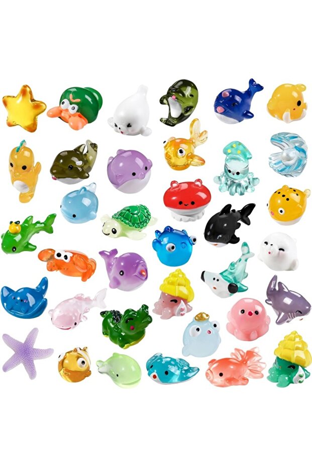 36pcs Ocean Animals Mini Ocean Resin Animals Tiny Sea Animals Figurines Marine Miniature Decorations