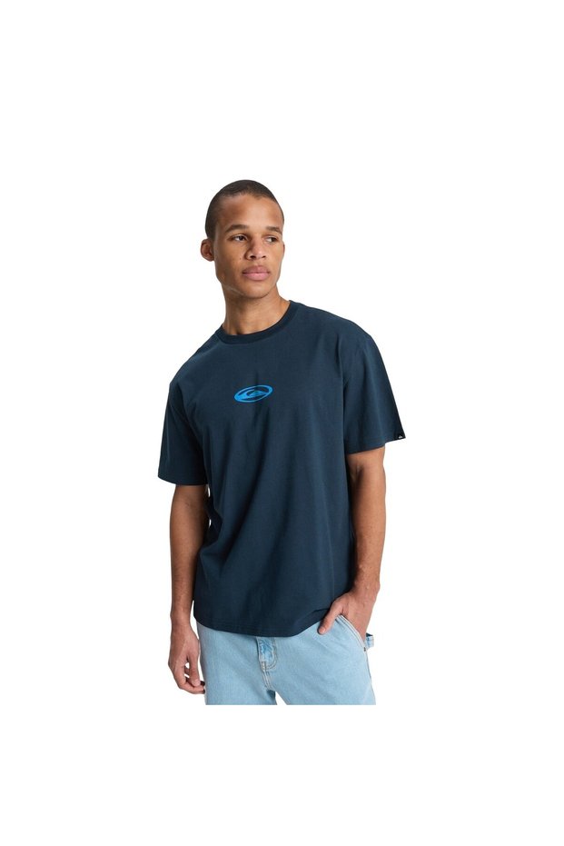 Flowers Surfing Navy Blue Bicycle Regular Printed Men's T-Shirt