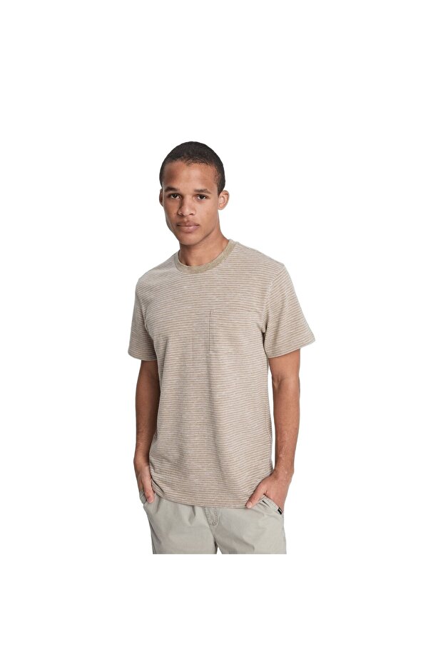 Lopaz Striped Men's Beige T-Shirt Men's T-Shirt Eqykt04414