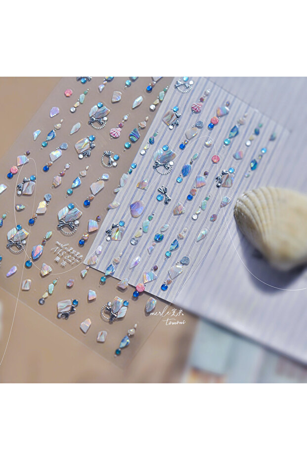 1pcs Shiny Blowing Bubble Nail Decorations Stickers 5D Shell Light Love Cat Bubble Transfer Slider S
