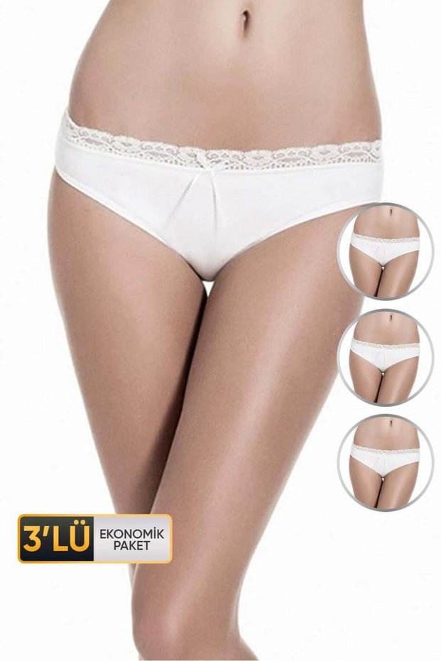 Women's Lace White Panties 609 Economical Pack of 3