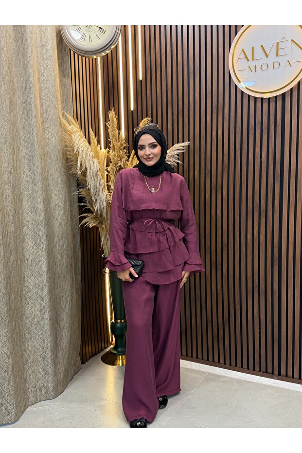 Avera Tulle Modal Layered Set | Plum